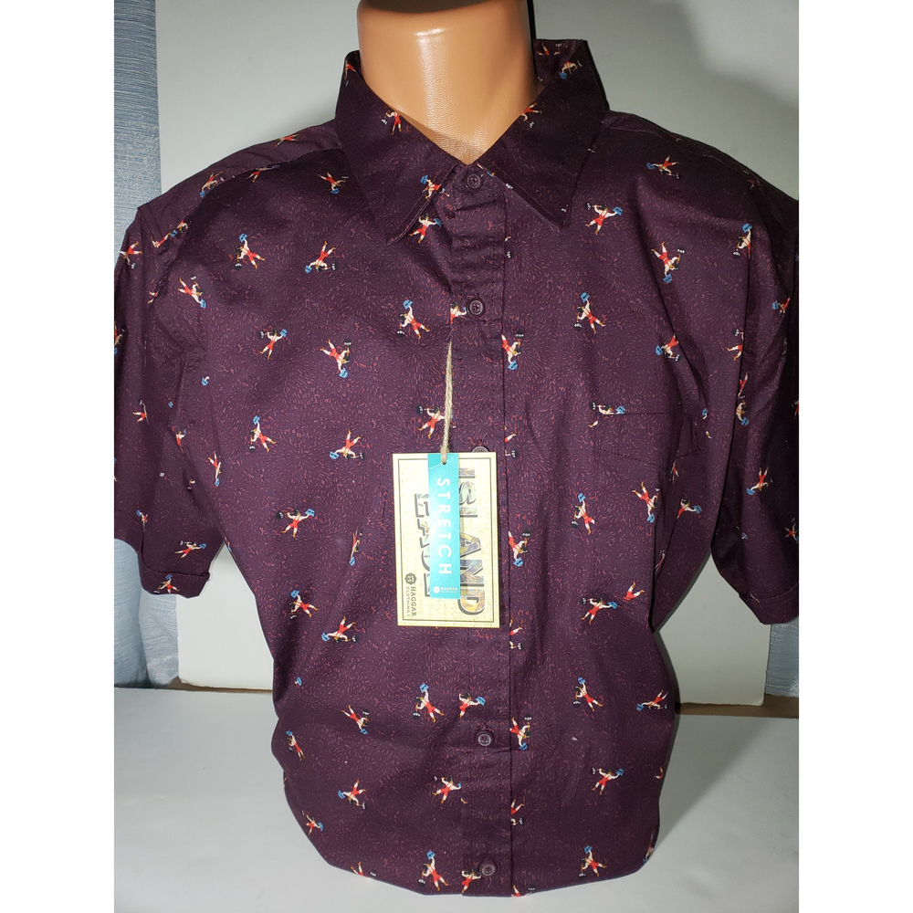 Men's Bodybuilder Muscle Man Casual Shirt 2XL Purple Flex Fit  New
